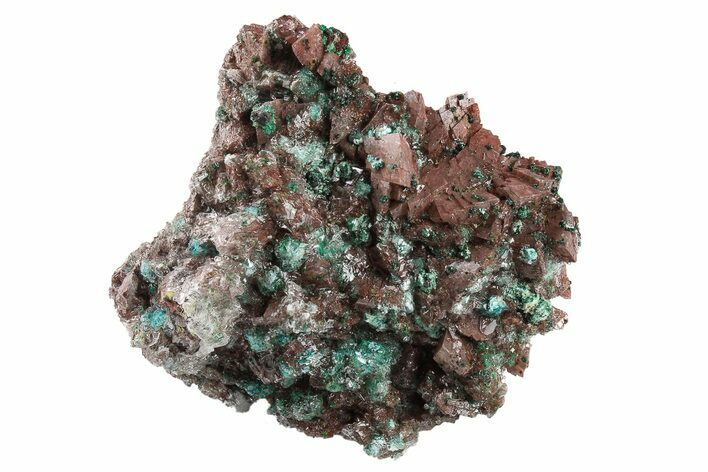 Rosasite, Malachite, and Selenite on Ferroan Dolomite - Morocco #295186